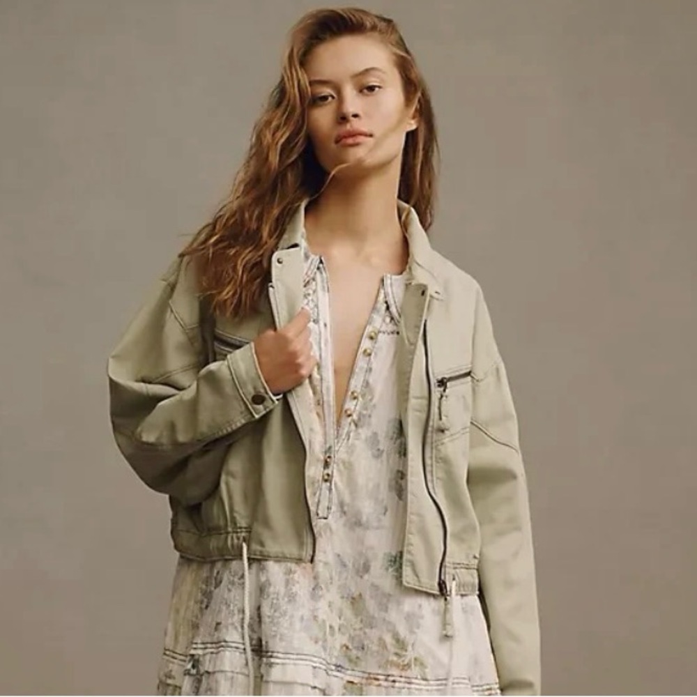 Pilcro/Anthropologie Tidal Moto Utility Jacket in Moss Size XL. NWT